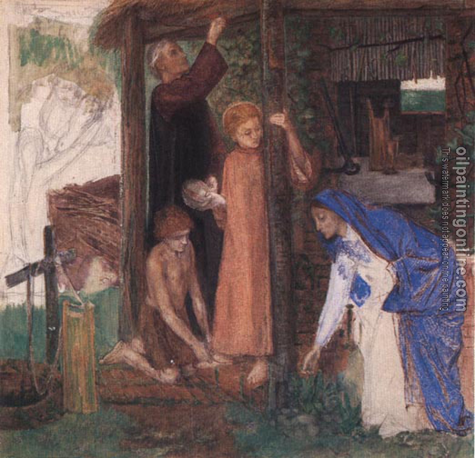 Rossetti, Dante Gabriel - The Passover in the Holy Family,Gathering Bitter Herbs